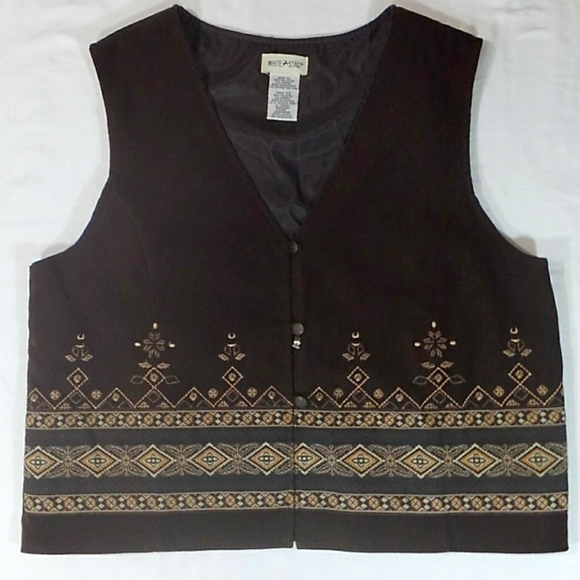 White Stag Jackets & Blazers - White Stag Brown Velvet Embroidered Vest XL